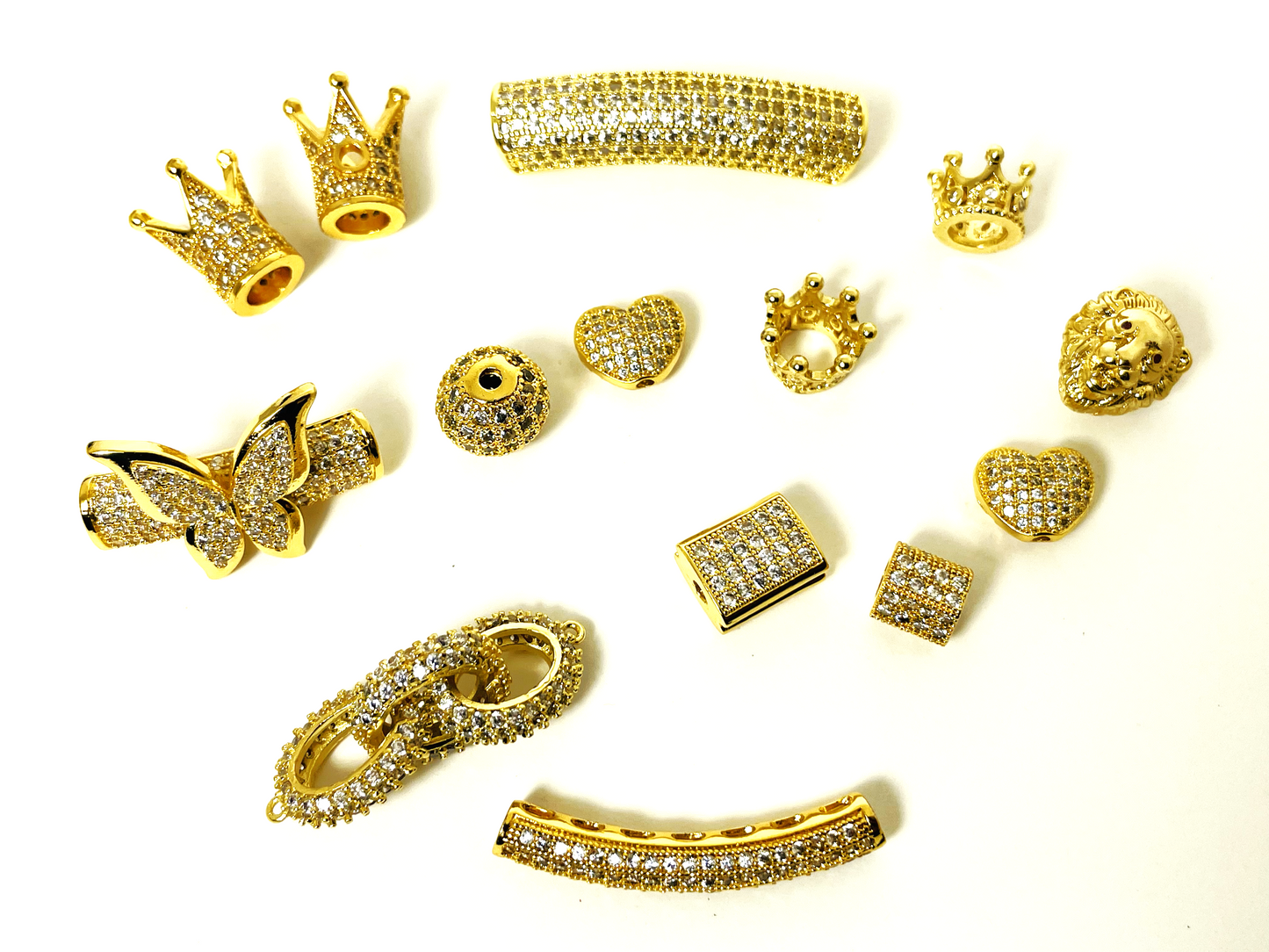 Gold CZ Beads - 14pcs