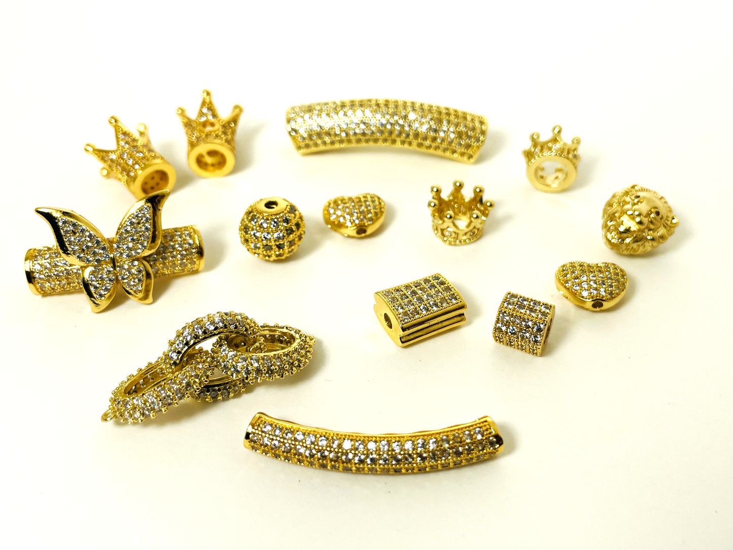 Gold CZ Beads - 14pcs