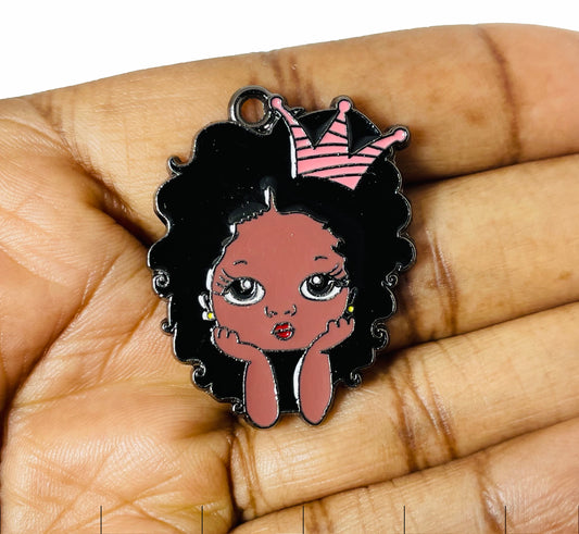 Little Black Girl Enamel Charm