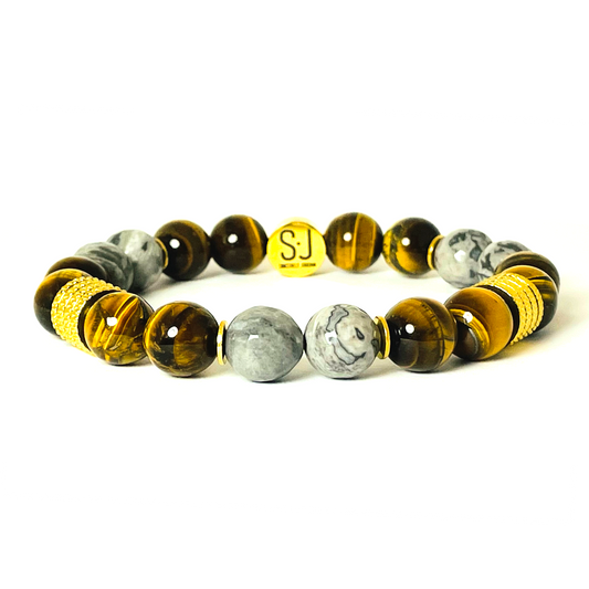 Tiger's Eye and Map Jasper Bracelet