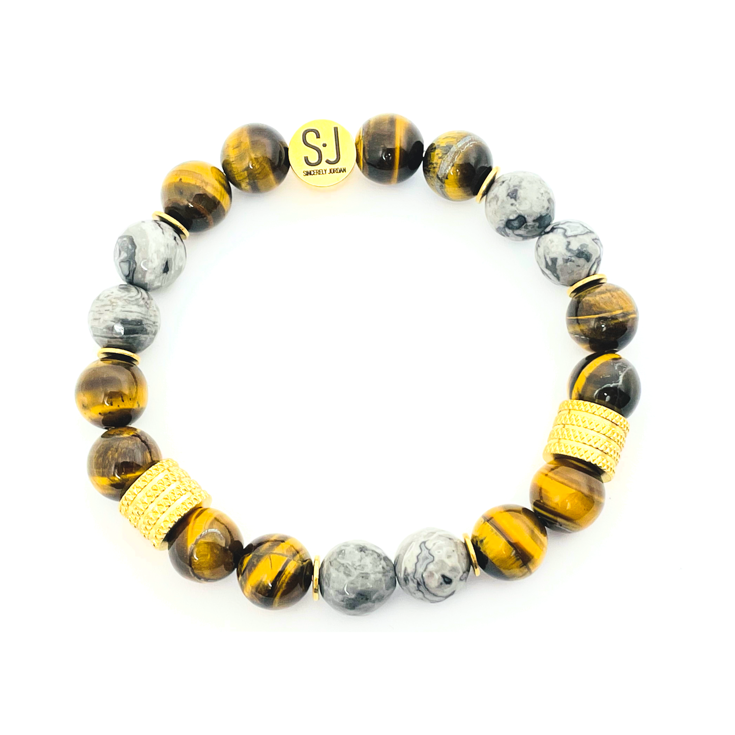 Tiger's Eye and Map Jasper Bracelet