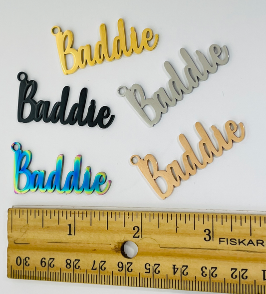 Baddie Cursive Word Charm