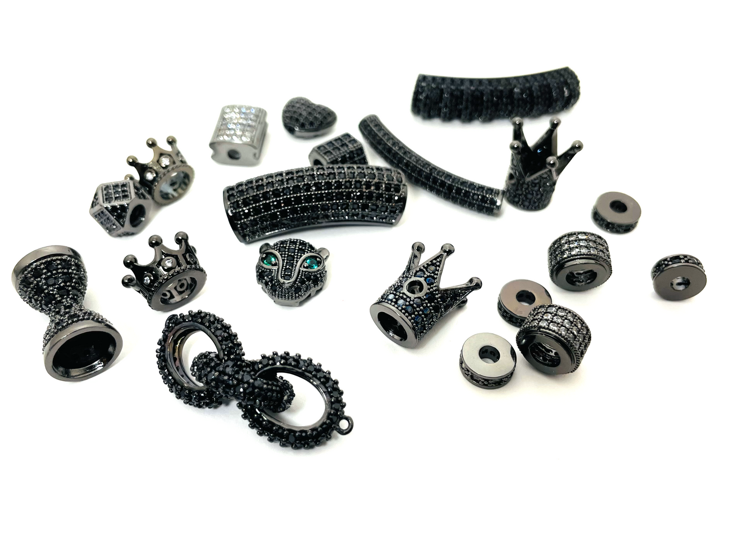 Black CZ spacer beads - 20pcs