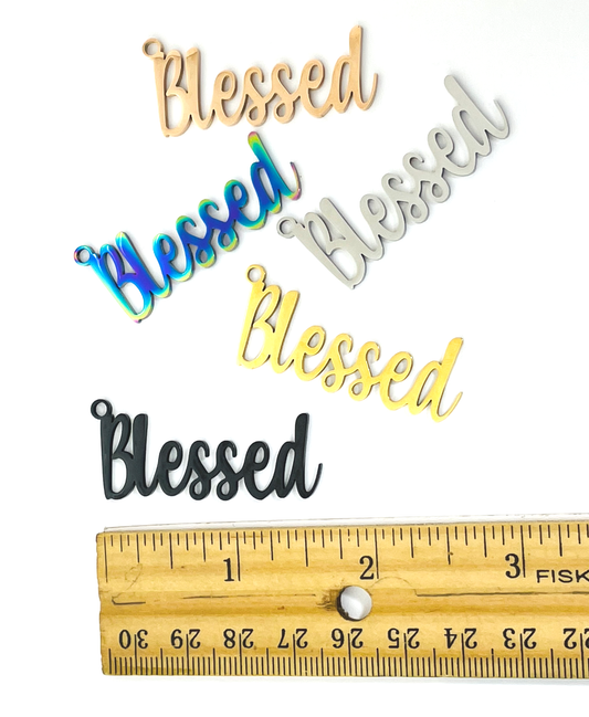 Blessed Cursive Word Charm