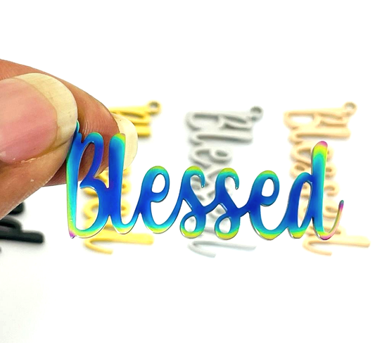 Blessed Cursive Word Charm