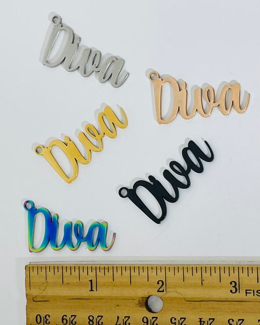 Diva Cursive Word Charm