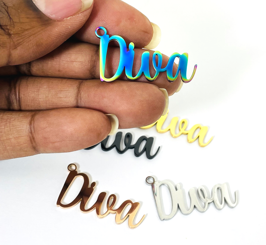 Diva Cursive Word Charm