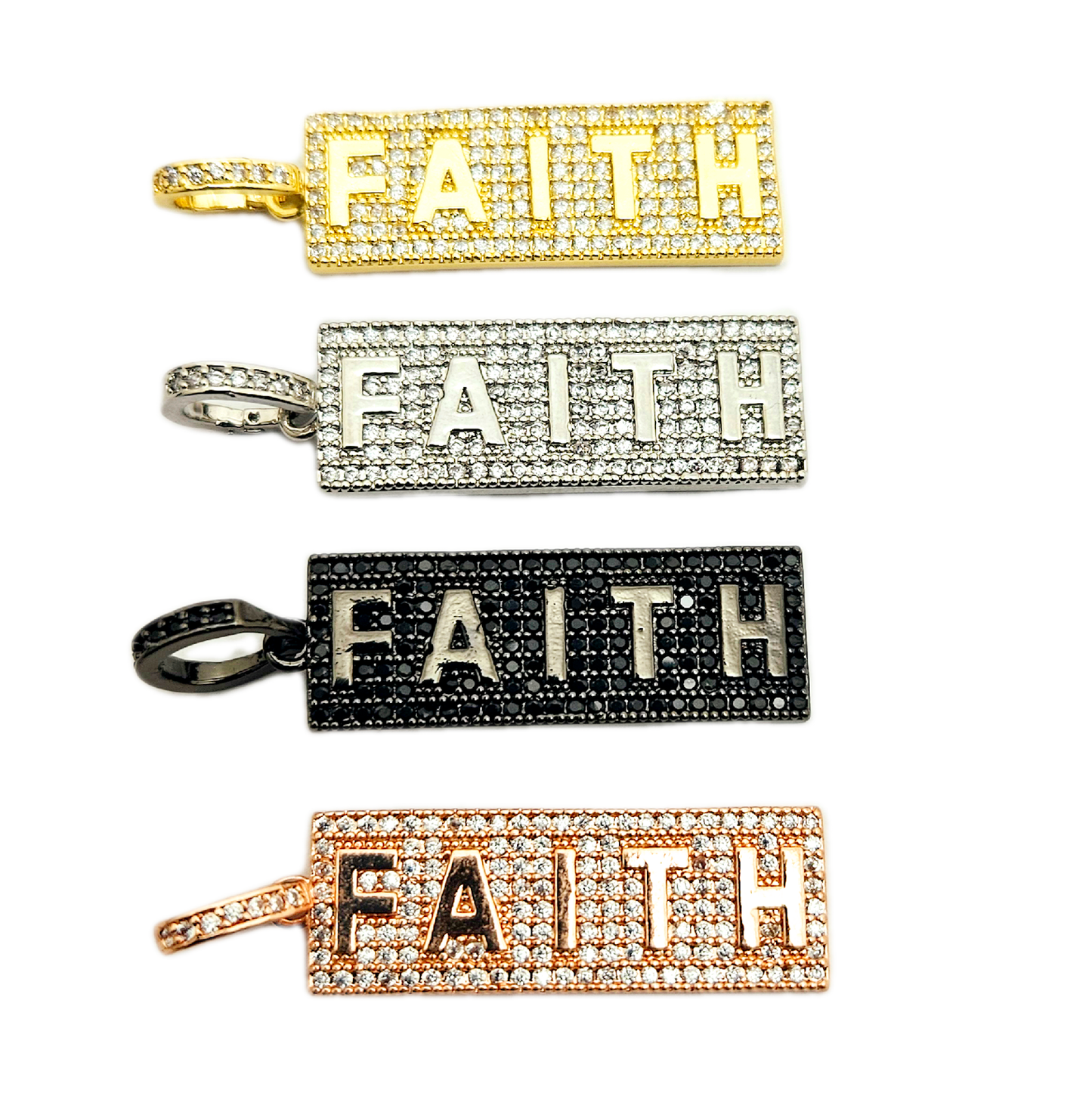 CZ Faith Bar Charm