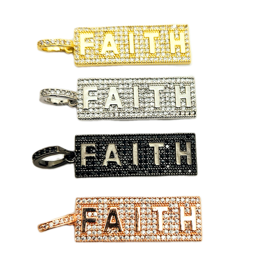 CZ Faith Bar Charm