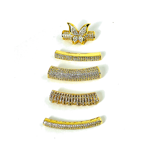 Gold CZ Large Tubes - 5pcs