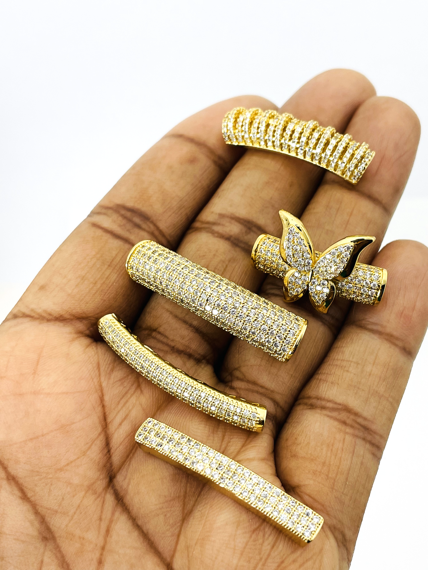 Gold CZ Large Tubes - 5pcs