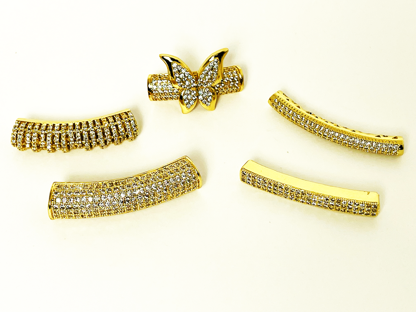 Gold CZ Large Tubes - 5pcs