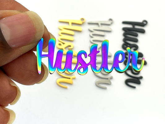 Hustler Cursive Word Charm