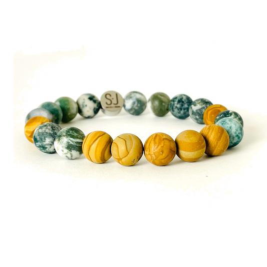 Moss Agate and Wood Jasper Bracelet