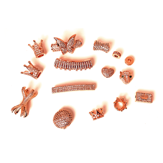 Rose Gold CZ spacer beads - 15pcs