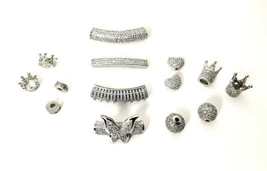 Silver CZ spacer beads - 14pcs