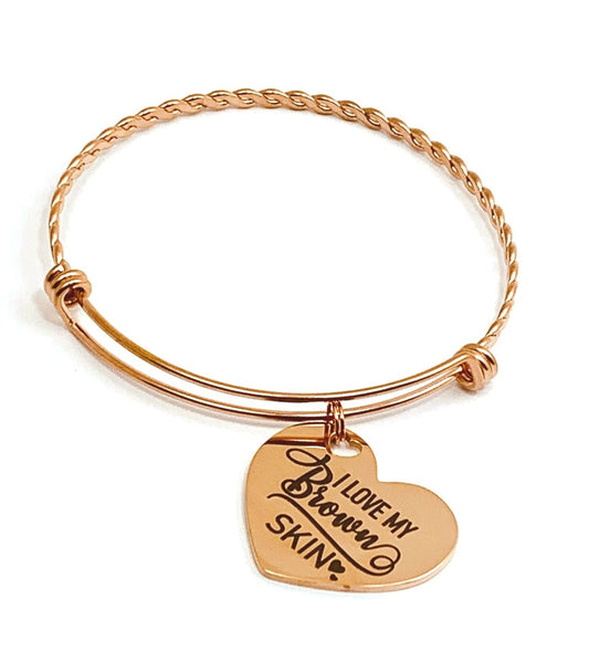 I Love My Brown Skin Rose Gold Ally Bangle