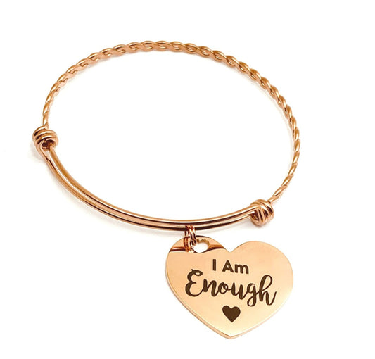 I Am Enough Rose Gold Ally Bangle