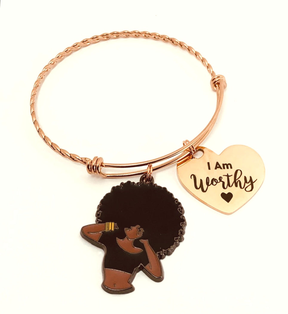 I Am Worthy Ally Bangle -Rose Gold