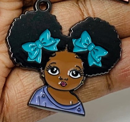 Little Black Girl Enamel Charm