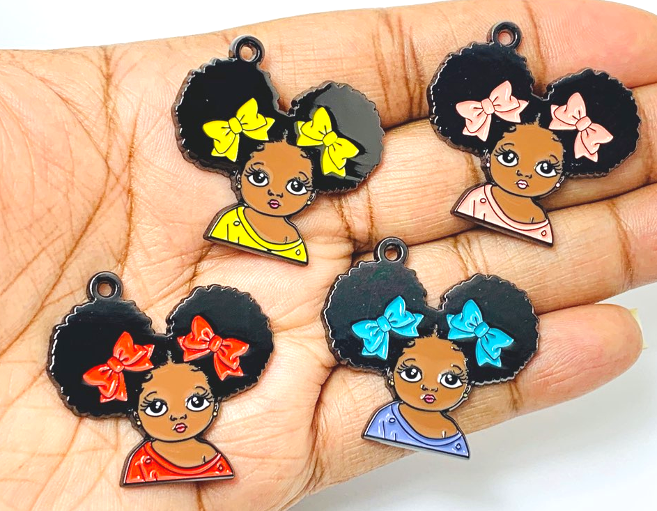 Little Black Girl Enamel Charm