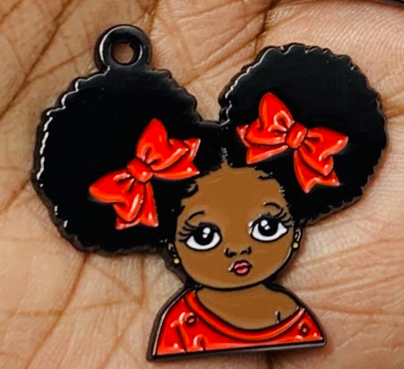 Little Black Girl Enamel Charm