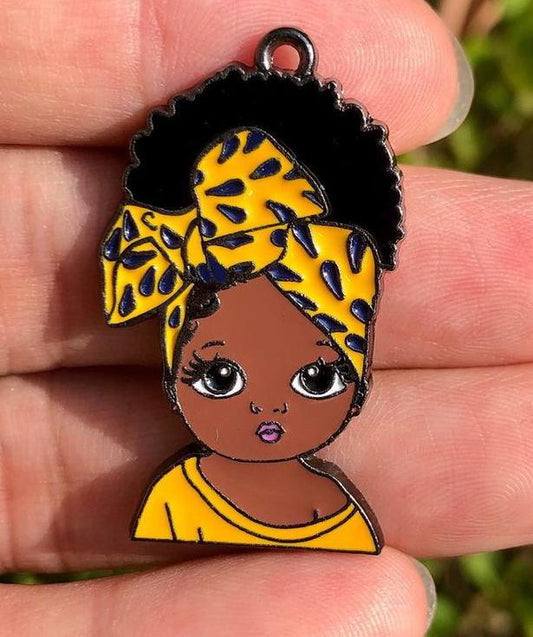 Little Black Girl Enamel Charm