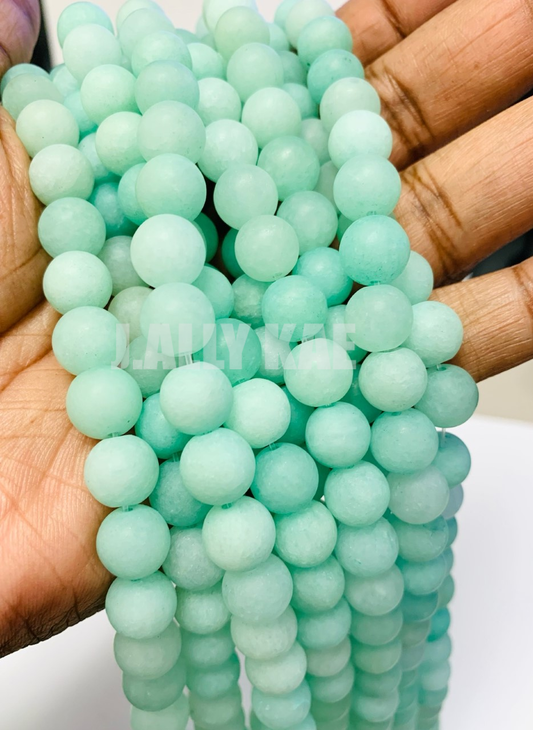 Jade Beads - Aquamarine (Frosted)