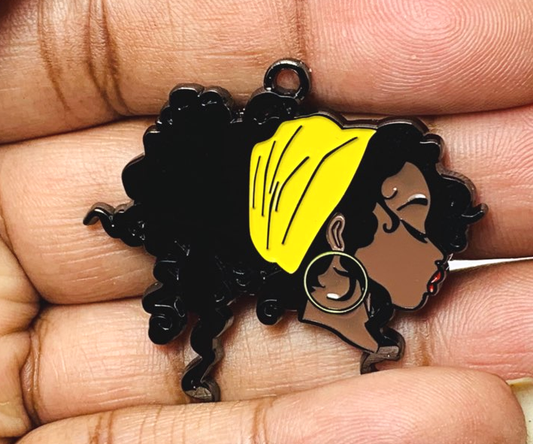 Black Girl Enamel Charm