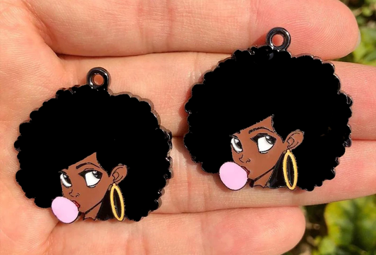 Black Girl Enamel Charm