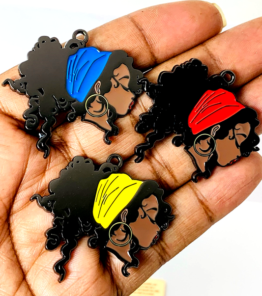 Black Girl Enamel Charm