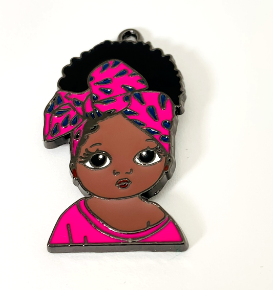 Little Black Girl Enamel Charm