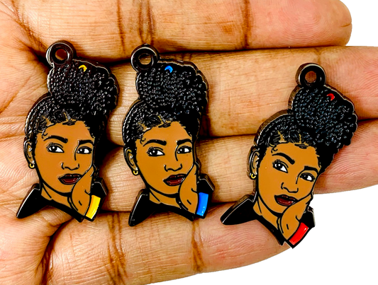 Black Girl Enamel Charm