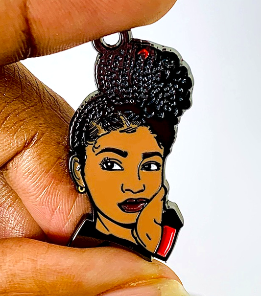 Black Girl Enamel Charm