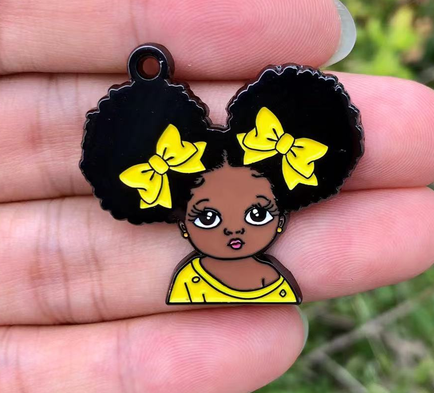 Little Black Girl Enamel Charm